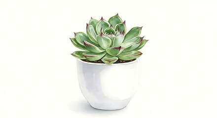 Watercolor cactus Painting with pot white background