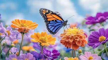 Obraz premium Vibrant Butterfly on a Flower Meadow