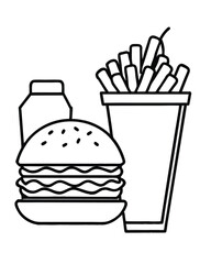 burger and fries vector