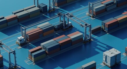 Stylized illustration of cargo containers on a platform