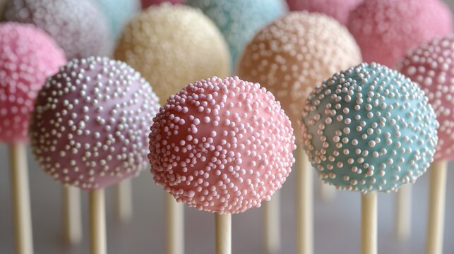 Dainty cake pops covered in pastel nonpareils