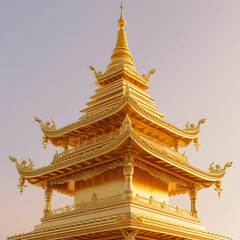 Fototapeta premium Attractive Golden Pagoda isolated on transparent background