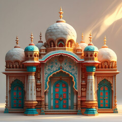 Obraz premium Beautiful 2d Indian style palace isolated