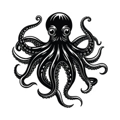 vector silhouette illustration of a octopus 
