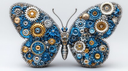 Obraz premium Steampunk Butterfly Intricate gears form a metallic insect a unique creation