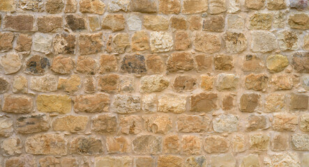 Stone wall built from limestone or sandstone texture background