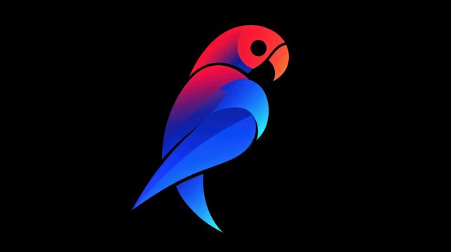 Colorful parrot illustration, vibrant design, black background, graphic design