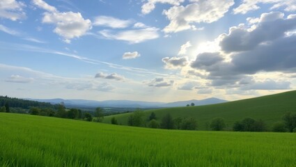 Fototapeta premium summer landscape with mountains and blue sky