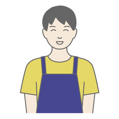エプロンをした男性が笑顔で正面を向いているイラスト