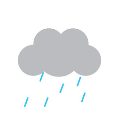 天気　雲と雨降るアイコン　カラー