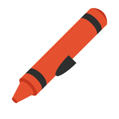 Orange crayon illustration, clipart, isolated on white background