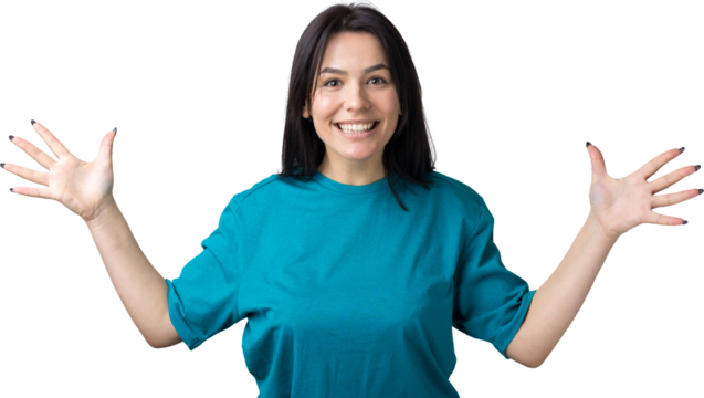 Young beautiful woman with facial expression of surprise standing over gray background.
