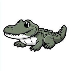 Fototapeta premium Happy baby alligator cartoon, white background, children's book illustration
