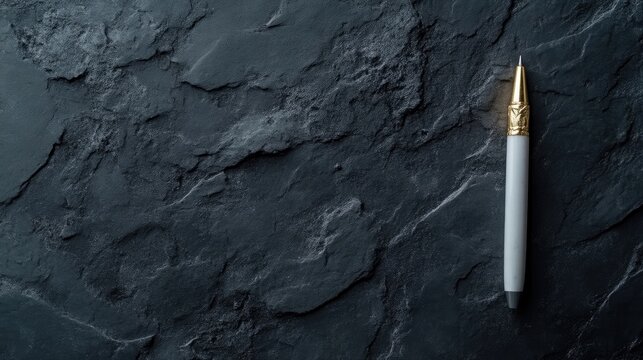 Elegant white pen on dark stone surface