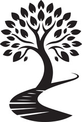 Tree Growing from Path Logo Silhouette Art