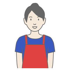エプロンをした女性が正面を向いているイラスト