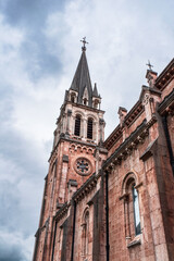Exterior of the Covadonga basilica in Asturias, Spain