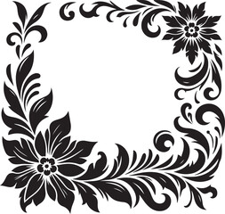 Fototapeta premium Vintage Floral Ornament Frame Silhouette