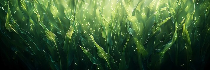 Abstract Green Wavy Lines Farm Fields Top-Down Perspective