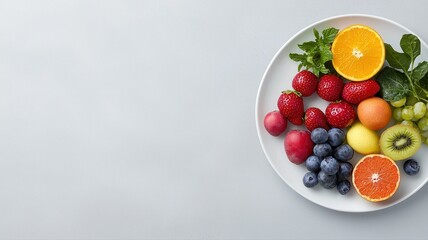 Vibrant Fruit Platter: A Burst of Healthy Colors fruit healthy eating plate strawberry orange kiwi