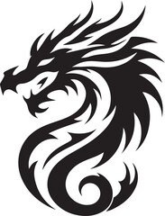 Mystical Dragon Head Silhouette Design