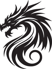 Majestic Dragon Face Silhouette Artwork