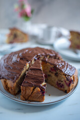 chocolate cake with raspberry