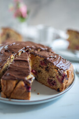 chocolate cake with raspberry