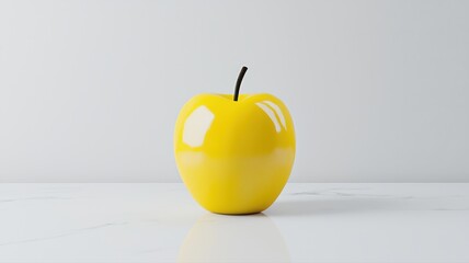 Yellow Apple Still Life on Marble Surface yellow apple still life marble surface bright shiny fruit