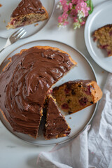 chocolate cake with raspberry