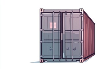 Cargo Container Blank Mockup with logo and copy space isolated on white background. Shipping Container Mockup. Industrial Cargo Box. Freight Container. Cargo Container isolated on white.