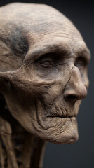 closeup portrait of elderly man with deeply lined skin captured in soft lighting, detailed realistic expression focusing on age human experience and authentic mature features, serious introspective mo