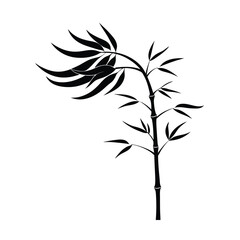 a lone bamboo stalk swaying in the wind