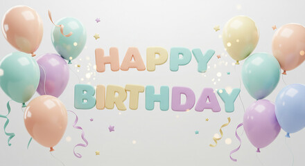Fototapeta premium Pastel Balloons Happy Birthday Party Celebration