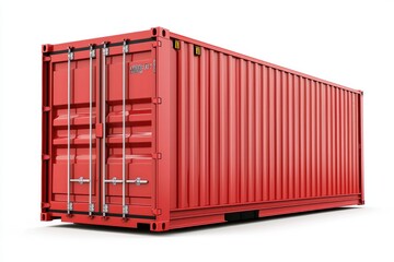 Cargo Container Blank Mockup with logo and copy space isolated on white background. Shipping Container Mockup. Industrial Cargo Box. Freight Container. Cargo Container isolated on white.