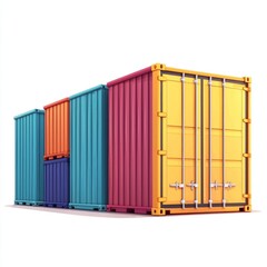 Fototapeta premium Cargo Container Blank Mockup with logo and copy space isolated on white background. Shipping Container Mockup. Industrial Cargo Box. Freight Container. Cargo Container isolated on white.