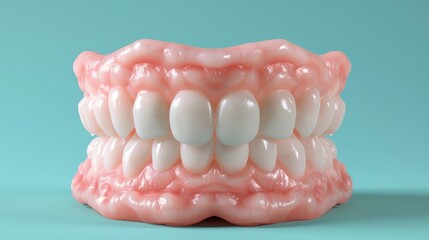 3d rendering of water teeth cleaning for healthy gums and bright white teeth on blue background