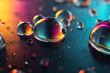 Abstract water droplets, vibrant colors