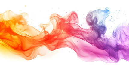 Fototapeta premium Dynamic colorful swirls on a pure white background abstract art vibrant environment horizontal view