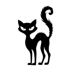 Scary Halloween cat silhouette. Cartoon black cat 7