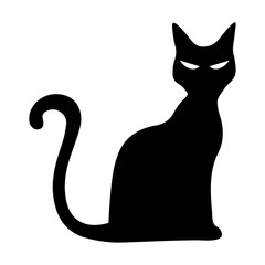Scary Halloween cat silhouette. Cartoon black cat 10