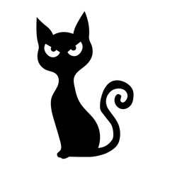 Scary Halloween cat silhouette. Cartoon black cat 12