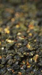 An Exquisite CloseUp View of a Loose Leaf Green Tea Blend That Captures Its Beauty and Essence. Media