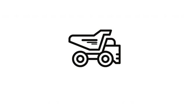 Dump truck working concept. construction truck mining things icon animation, white background.  moving animation icon