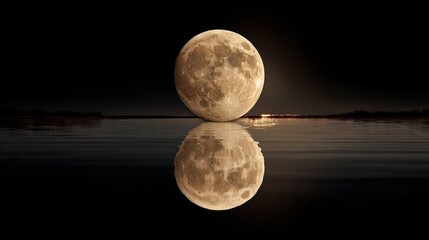Moonlit reflection over still water serene lake photography nighttime aesthetic