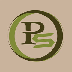 Art , Illustration alphabet letters PS monogram logo, gold color elegant classical