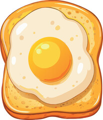 Premium Vector Illustration of a Golden Fried Egg on Toast – Ideal for Breakfast Menus, Culinary Blogs, Food Advertisements, and Healthy Lifestyle Branding