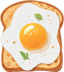 Premium Vector Illustration of a Golden Fried Egg on Toast – Ideal for Breakfast Menus, Culinary Blogs, Food Advertisements, and Healthy Lifestyle Branding