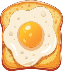 Premium Vector Illustration of a Golden Fried Egg on Toast – Ideal for Breakfast Menus, Culinary Blogs, Food Advertisements, and Healthy Lifestyle Branding