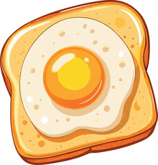 Premium Vector Illustration of a Golden Fried Egg on Toast – Ideal for Breakfast Menus, Culinary Blogs, Food Advertisements, and Healthy Lifestyle Branding